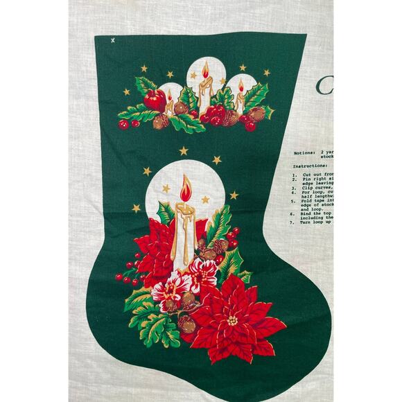Home For Christmas Stocking Panel, Create Four Stockings, Country Fabric - Picture 3 of 6